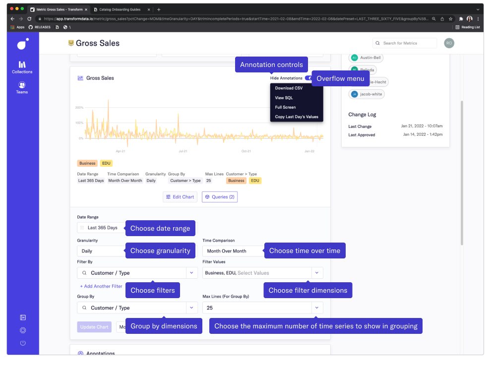 Metric Page Chart Controls